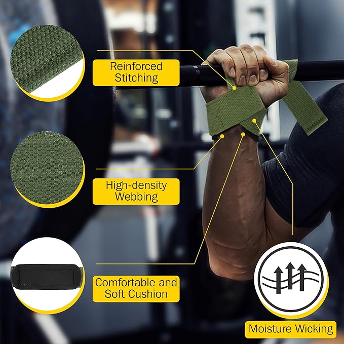 Lifting Straps Wrist Wraps Weightlifting Training: Heavy Duty Gym Support for Men Women Boost Grip Wrist Stability