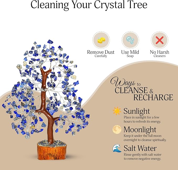 Lapis Lazuli Chakra Tree - Crystal Tree, Money Tree, Chakra Tree of Life, Healing Stone, Gemstones and Crystals, Crystal Tree for Positive Energy