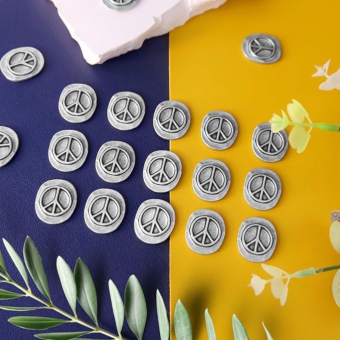 20 Pack Handcrafted Vintage Peace Sign Pocket Pewter Token - Portable Serenity Charm for Mindfulness, Meditation, and Positive Energy