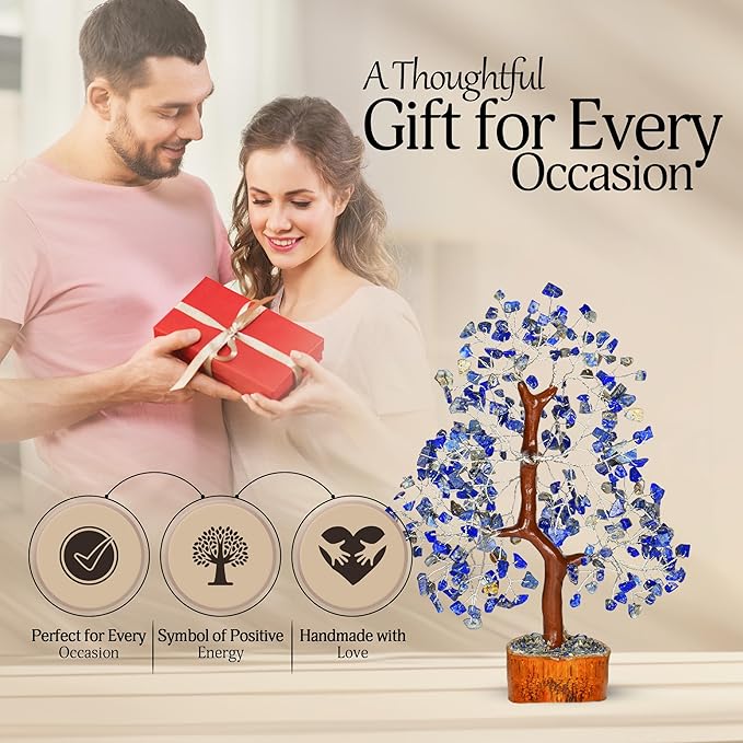 Lapis Lazuli Chakra Tree - Crystal Tree, Money Tree, Chakra Tree of Life, Healing Stone, Gemstones and Crystals, Crystal Tree for Positive Energy