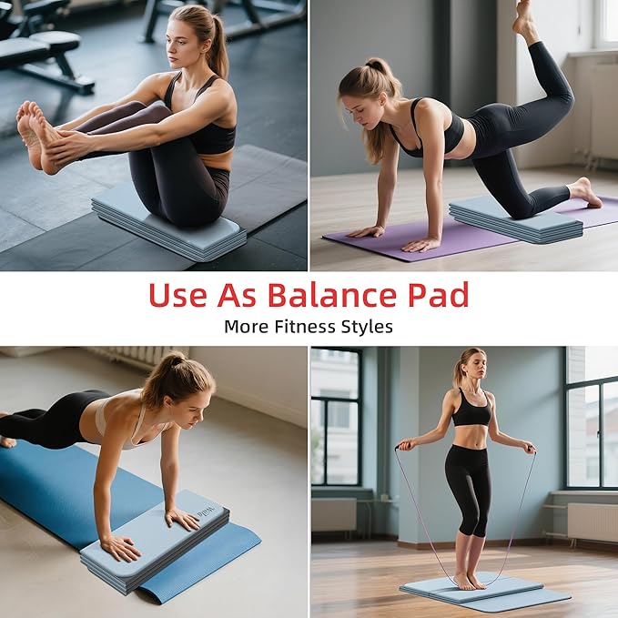 Foldable Yoga Excercise Mat 71"L x 24"W, Odourless Light Weight POE Mat For Home Fitness and Gym Workouts, 1/4 inch Non-slip Design for All Types of Yoga Pilates