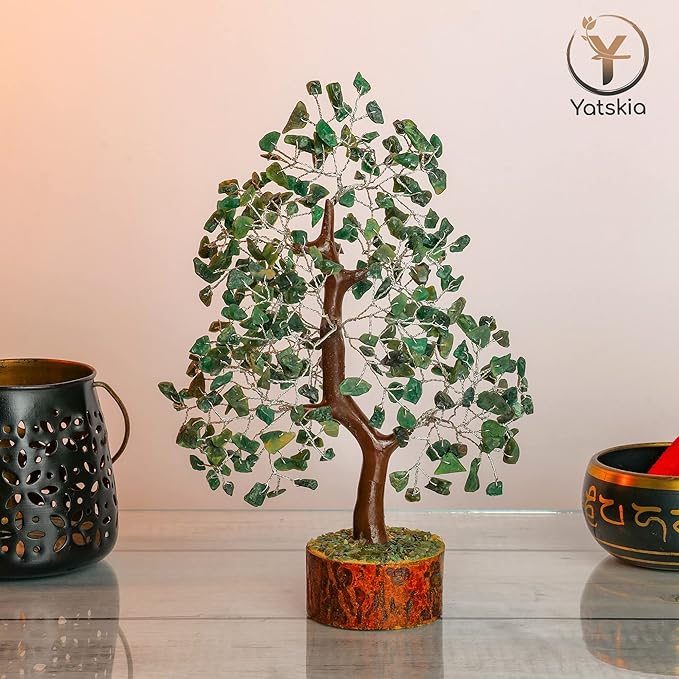 YATSKIA Green Aventurine - Crystal Tree, Gemstone Tree, Chakra Tree of Life, Balancing Tree, Healing Crystal, Crystal and Stone Decor, Fungshui Decorations, Positive Energy Gifts for Women