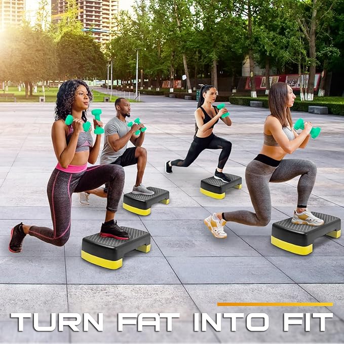 Yes4All 18.1" Aerobic Exercise Step Platform with 2 Risers, Adjustable Height Workout Stepper 3" 5.1" for Home Gym Step Up Exercise & Balance Training, Mulltiple Colors