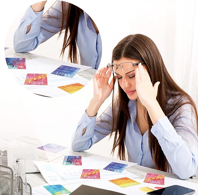 Crtiin 50 Pieces Anxiety Sensory Stickers for Anxiety Relief Items Mental Health Stickers Fidget Textured Strips for Office Classroom Desk Relieve Adult Stress(Delicate Style)