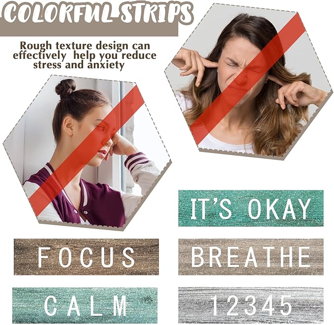 Crtiin 50 Pieces Anxiety Sensory Stickers for Anxiety Relief Items Mental Health Stickers Fidget Textured Strips for Office Classroom Desk Relieve Adult Stress(Wood Grain)