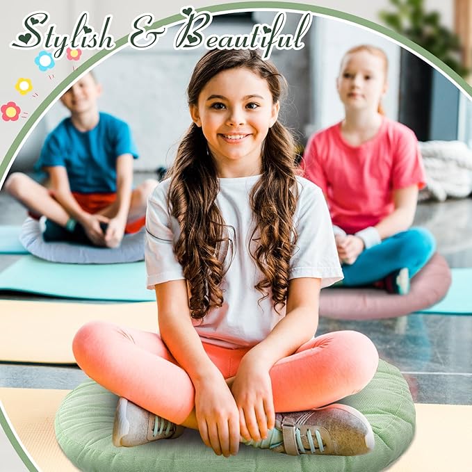 Jerify Round Floor Pillows Cushions 22 x 22 Inch Large Flexible Seating Cushion Classroom Furniture Floor Pillow for Home Daycare Preschool Yoga Meditation Gift (Pastel,6 Pcs)