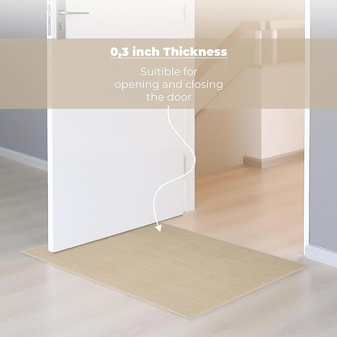 Cotton Paradise 100% Cotton Non Slip Bath Mats for Bathroom, 17x24 inch Soft Absorbent Quick Dry Machine Washable Floor Bath Mat, Beige