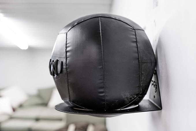 PRx Performance Medicine Ball Storage, USA Made Exercise Ball Holder, Wall Mounted, Powder Coated, Space Saving Home Garage or Commercial Gym Accessory, 9 inch Hole Diameter