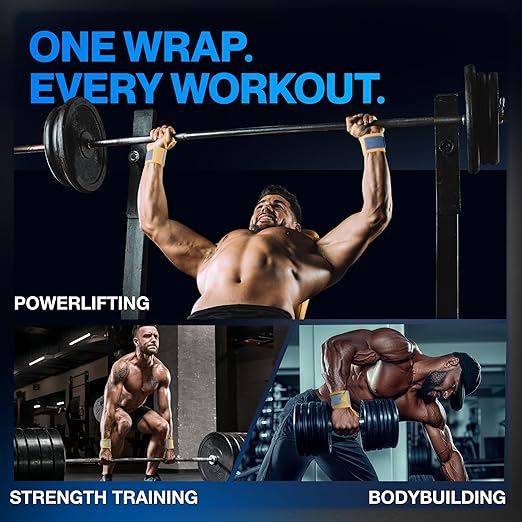 Modvel Adjustable Wrist Wraps for Gym & Lifting – Thick, Breathable Support Straps for Wrist Stability, Comfort & Grip – Ideal for Weight Training, CrossFit & Gym Workouts – Yellow/Sky Blue (2-Pack)
