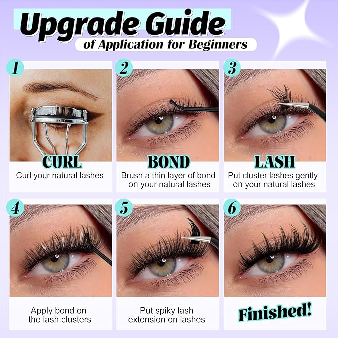 Lash Clusters Manga Eyelash Clusters Wispy Cluster Lashes with Spikes D Curl Cluster Eyelash Extensions 10-16mm Individual Lashes with 13-19mm Spikes Lashes DIY Anime Lash Extension Look by Yawamica