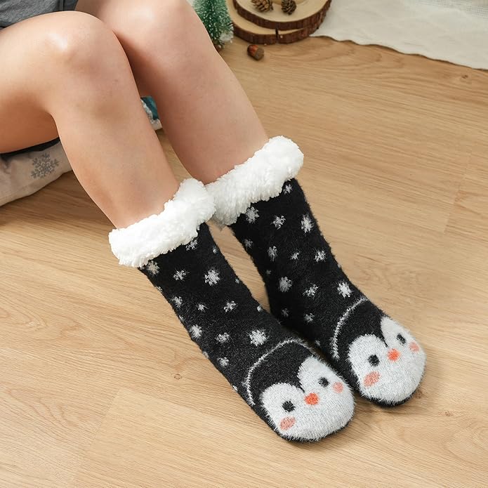 JaosWish Cat Fuzzy Socks Womens Pilates,Postpartum Essentials Non Slip Grip Slippers Hospital Socks for Labor Delivery