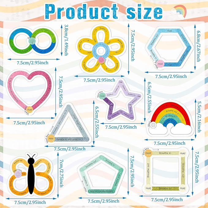 Crtiin 50 Pieces Anxiety Sensory Stickers for Anxiety Relief Items Mental Health Stickers Fidget Textured Strips for Office Classroom Desk Relieve Adult Stress(Lovely Style)