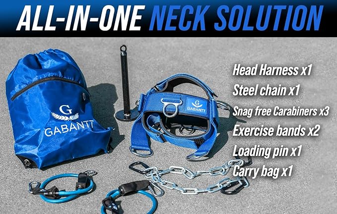 G Gabantt- Neck Exerciser and Neck Trainer. Adjustable Neck Harness Weight Lifting, 4 Way Neck Training - Head Harness for Neck Exercises and Neck Muscle Builder. Neck Strengthener Workout Equipment