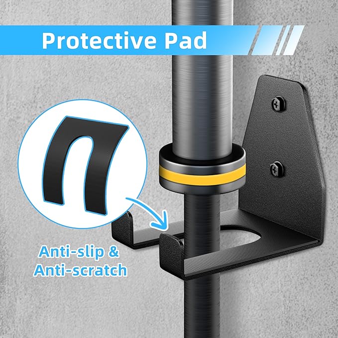 Olympic Barbell Hanger, Garage Gym Bar Wall Rack, Vertical Barbell Wall Mount, Black Heavy-Duty Support Barbell Holder, Space Saving Commercial or Home Gym Accessory, Holds Under 33mm Bar Size