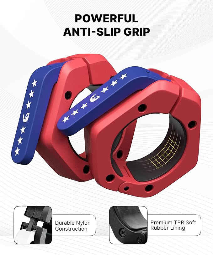 DMoose Fitness Barbell Clips 2 Inch (Pair) - Quick Release Olympic Barbell Clamps & Collars with Anti Slip TRP Grip for Secure Weightlifting and Powerlifting - Weight Clips for Bars at Home or Gym