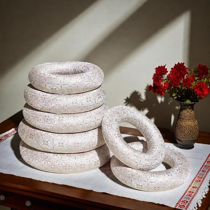 7 Pcs Singing Bowl Cushion Set for 6-12" Tibetan Singing Bowls, Handmade Silk Brocade Round Cushion Pillow for Meditation Sound Healing and Crystal Sound Bowls Accessories(Silver)
