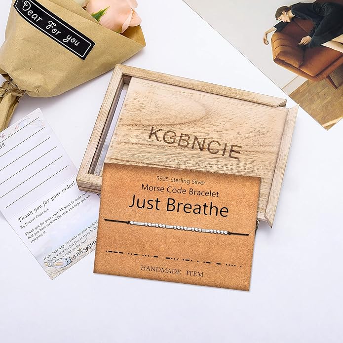 KGBNCIE Morse Code Bracelet for Women Sterling Silver Beads on Silk Cord Secret Message Fuck Friendship Inspirational Encouragement Bracelet Gift for Her