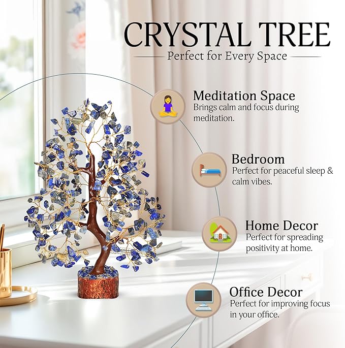 Lapis Lazuli - Chakra Tree, Lapis Lazuli Tree, Lapis Gem, Artificial Trees, Tree of Life, Stone Tree, Gem Stone Decor, Crystal Tree for Positive Energy, Holistic Gifts for Women