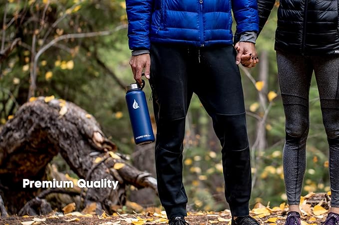 HYDRO CELL Stainless Steel Insulated Water Bottle with Straw - For Cold & Hot Drinks - Metal Vacuum Flask with Screw Cap and Modern Leakproof Sport Thermos for Adults (Navy 40oz)
