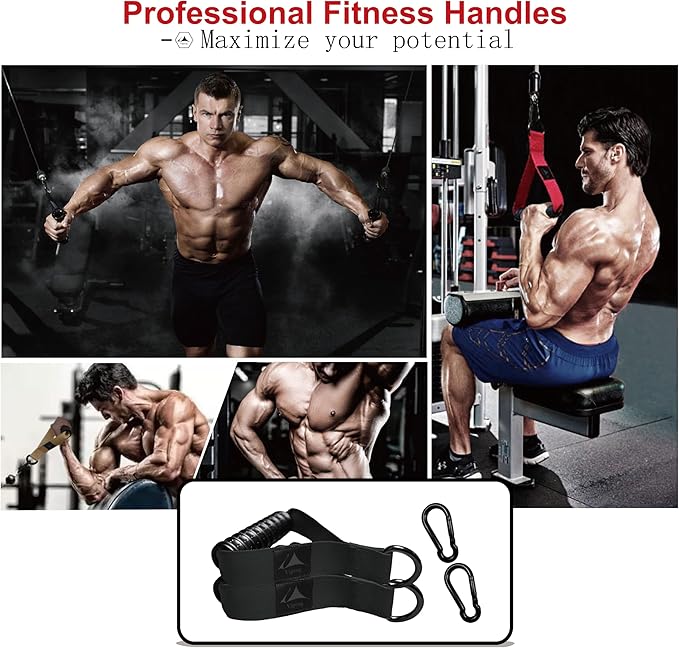 1000lbs Heavy Duty Fitness Handles - Non-Slip Rubber Exercise Grips for Cable Machines, Resistance Bands, Pulley Systems - Universal Attachment for Home & Commercial Gym Workout Equipments