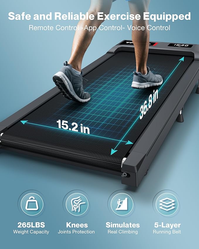 COZYINN 10% Incline Walking Pad - 2.5HP 4MPH/7.6MPH 265/340+lb Capacity Treadmills for Home, Portable Foldable Adjustable Incline Treadmill with Wide Running Area, Mute Control, Works with KINOMAP