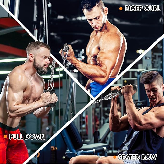 Lat Pull Down Machine Attachment, Tricep Rope Cable Attachment for Gym Cable Machine, Ergonomic Tricep Rope Exercise Handle Accessories for Home Gym