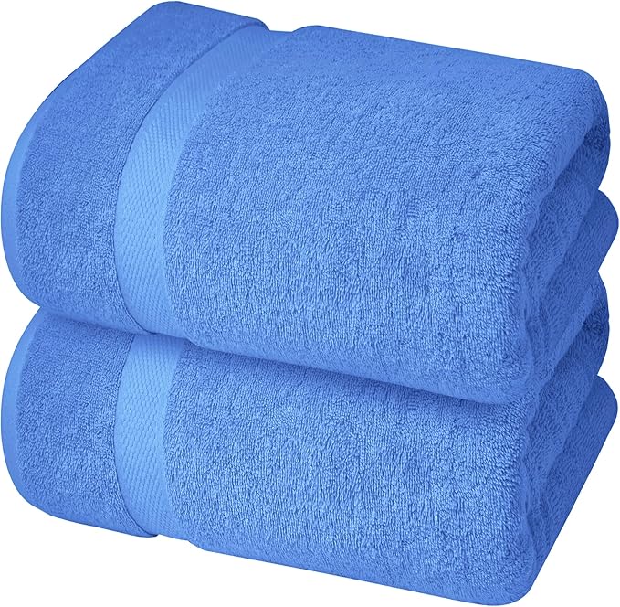 Infinitee Xclusives– Luxury Bath Sheets Towels – 2 Pack 600 GSM (35X70 Inches)– 100% Ring Spun Cotton Large Bath Towels for Bathroom (Eloquent Blue, Bath Sheet Pack of 2)