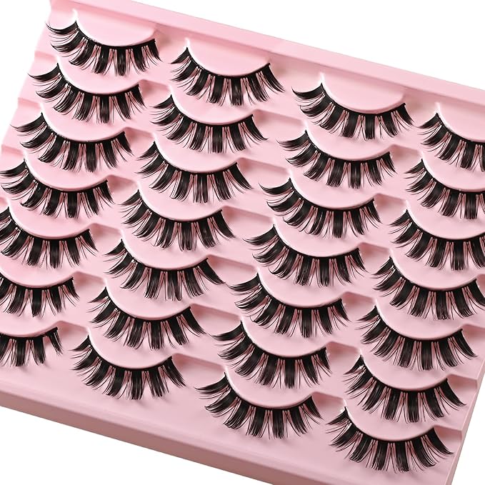 Manga Lashes Anime Eyelashes Fake Mink Manhua Lash Pack Wispy Spiky Eye Lashes Natural Look 14 Pairs Doll Spike Wet Eyelash Pack 16mm Manhwa Pestañas for Women