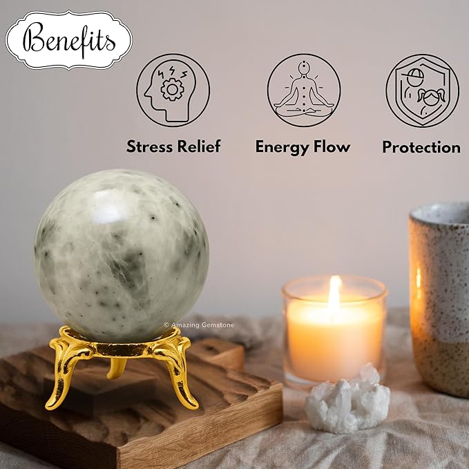 Amazing Gemstone Hackmanite Crystal Ball with Stand - 2 Inches Crystal Sphere Meditation Balls for Witchcraft and Decorative Balls