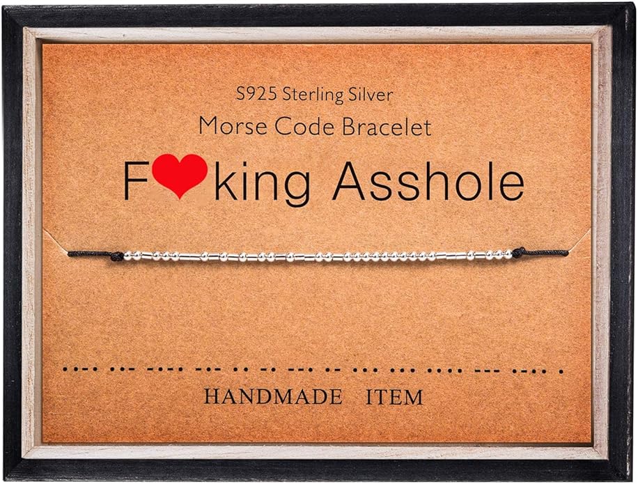 KGBNCIE Morse Code Bracelet for Women Sterling Silver Beads on Silk Cord Secret Message Fuck Friendship Inspirational Encouragement Bracelet Gift for Her