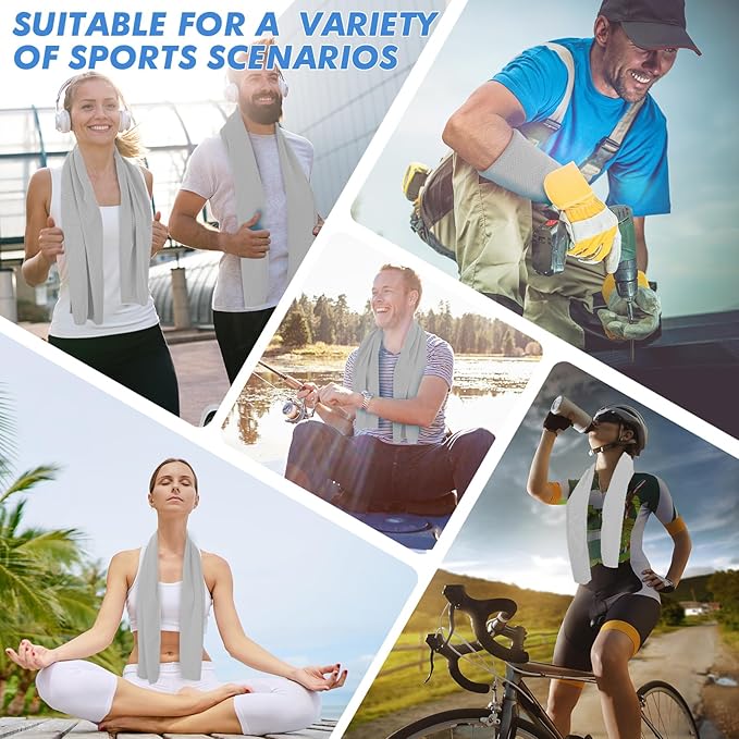 6 Pack Cooling Towels (47"x12") for Neck and Face, Ice Towel for Hot Weather, Soft Breathable Chilly Gym Towels, Microfiber Towel for Work Out, Yoga, Running, Camping & More Activities