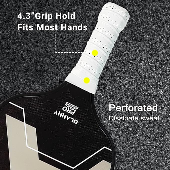 Graphite Pickleball Paddles Set- Premium Rackets Fiber Face & Polymer Honeycomb Core Pickleball Set Includes Pickleball Paddles + Pickleball Balls+ Replacement Soft Grip + 1 Bag