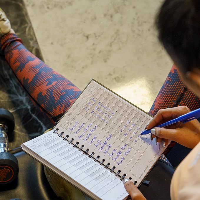 Nextnoid Hardcover Fitness Journal Workout Planner for Men & Women - A5(5.7" x 8.3") Sturdy Workout Log Book to Track Gym & Home Workouts - Green