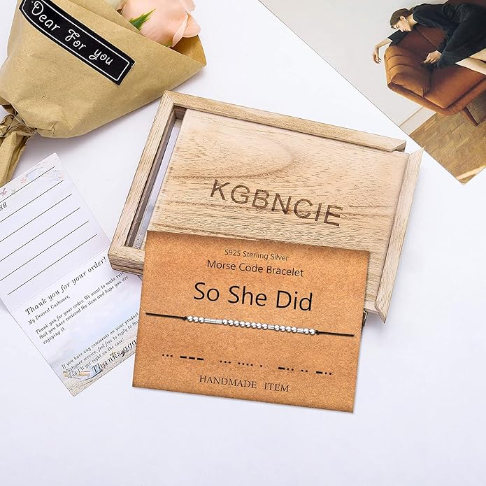 KGBNCIE Morse Code Bracelet for Women Sterling Silver Beads on Silk Cord Secret Message Fuck Friendship Inspirational Encouragement Bracelet Gift for Her