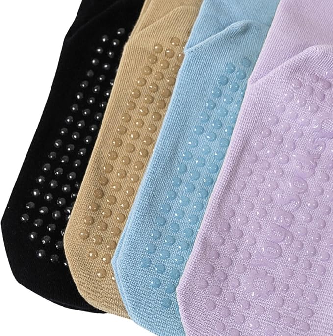 3/6 Pairs Cute Pilates Socks with Grips,Yoga Socks Barre Sock Non Slip Embroidery for Barre Ballet Barefoot Workout