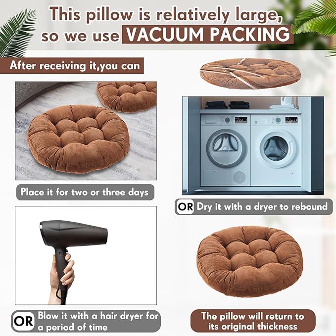 Jerify 6 Pcs Round Floor Pillows Cushions 22 x 22 Inch Large Flexible Seating Cushion Classroom Furniture Floor Pillow for Kids Adults Home Daycare Preschool Yoga Meditation Gift (Brown)