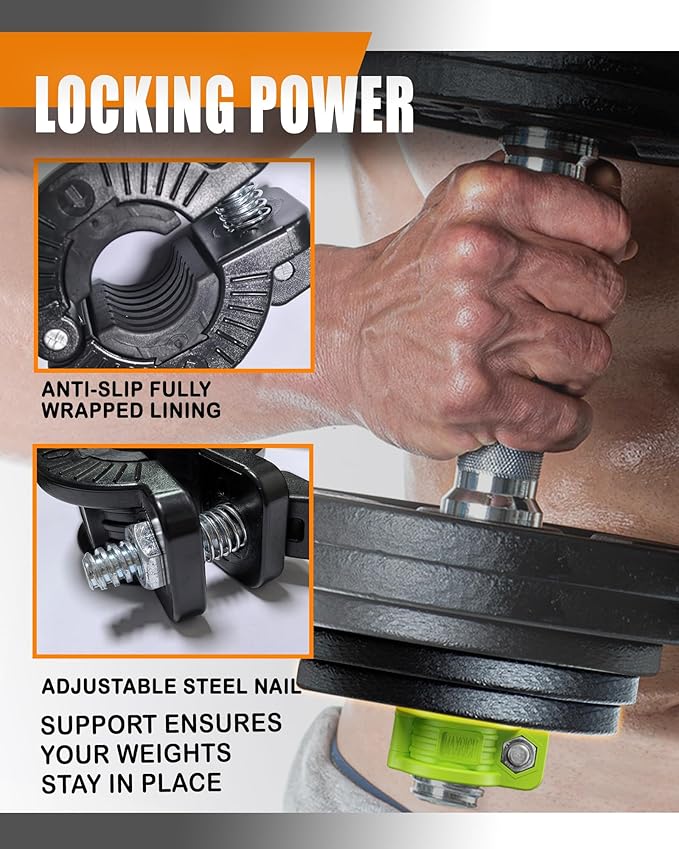 MAXRICH -T Barbell Clamp 1 inch Multiple Sizes & Adjustable Weight Clips for Barbell Quick Release Barbell Clips|Barbell Collar Bar Locks for Weight Lifting (Green)
