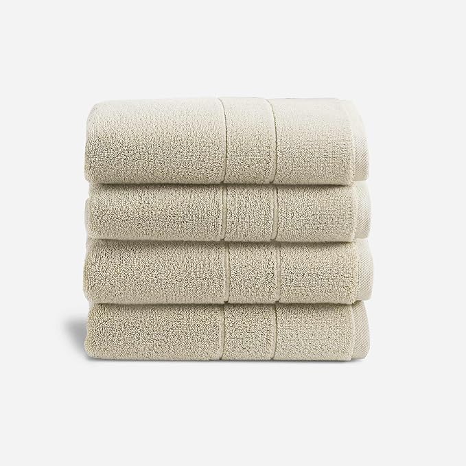 Brooklinen Super-Plush Turkish Cotton Bath Towel Set - Includes 4 Bath Towels Cotton, 820 GSM, Highly Absorbent, Machine Washable, Perfect for Home & Bathroom (Stone Beige)