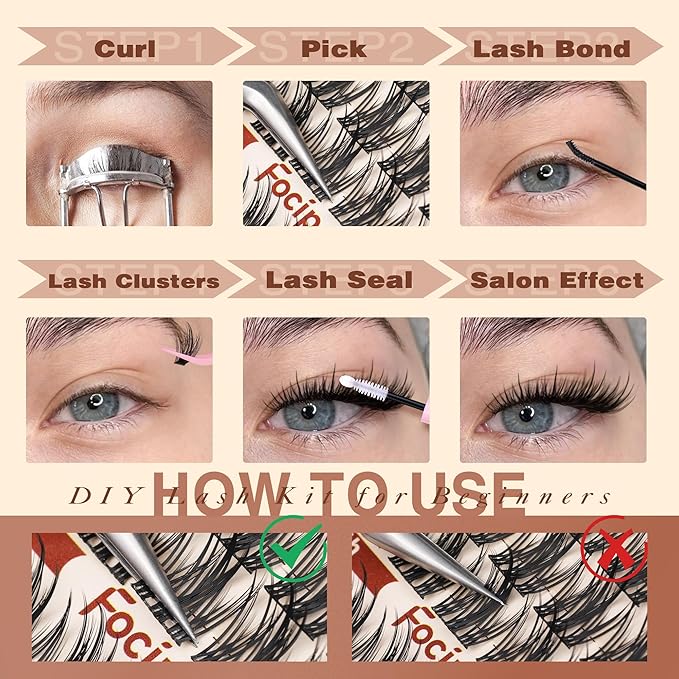Focipeysa Manga Eyelashes Clusters Wispy Eyelashes Extensions 12-16mm Natural Manga Eyelash Clusters Salon Effect Pestañas Postizas Naturales Spiky Individual Lash Extensions at Home