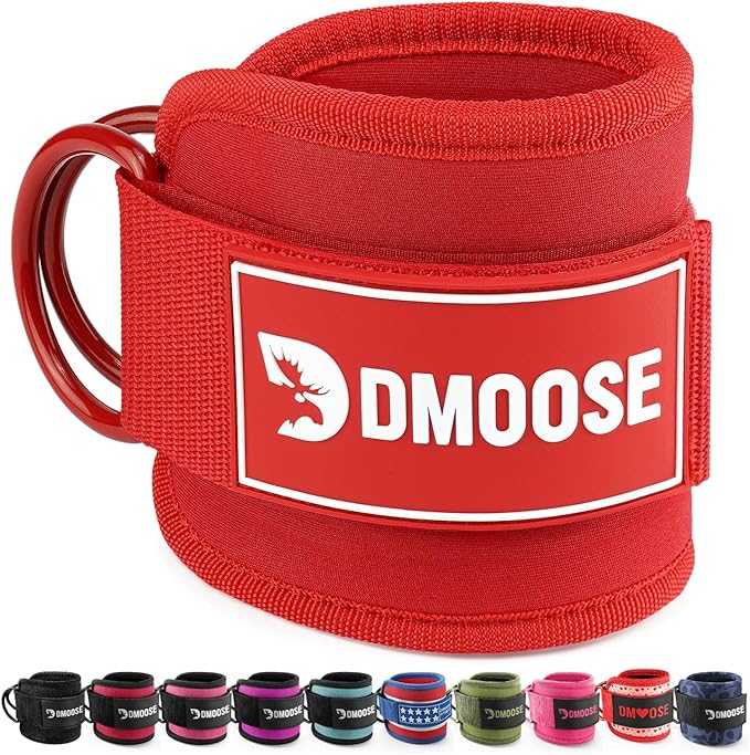 DMoose Fitness Ankle Straps for Cable Machines - One Size Fit with Premium Padding, Glute Kickback Ankle Strap for Women & Men, Cable Attachments for Gym, Booty Workouts, Leg Extension & Hip Abductors