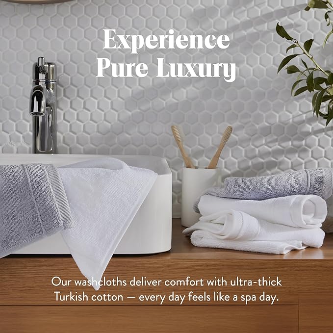 Brooklinen Super-Plush Turkish Cotton Bath Towels Set of 2 Cotton, 820 GSM, Machine Washable, Perfect Bath Towels for Bathroom, Spa & Shower (30" x 58", White)