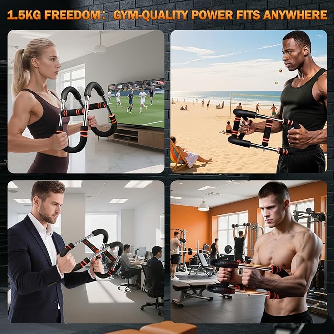 Twister Arm Trainer, Adjustable Chest Workout Equipment, Anti-Slip Grips & Double-Spring Safety, Arm Trainer for Men/Women, Portable Home Fitness Equipment