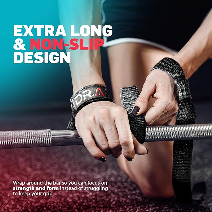 Lifting Wrist Wraps for Weightlifting, Bodybuilding, Powerlifting, Deadlift - Lifting Wrist Straps for Workout - weightlifting straps With Thumb Loops - Lifting straps gym for Men & Women (18 inch, Black, Pair)