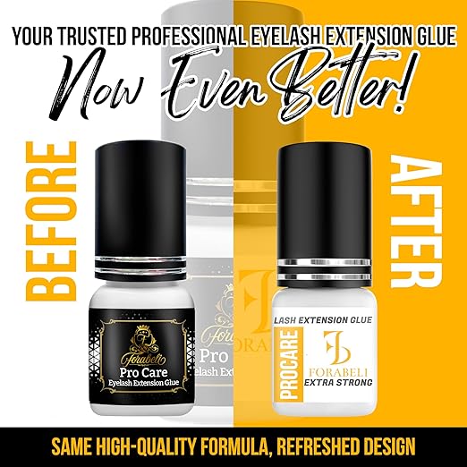 Forabeli Pro Care Lash Extension Glue, 1–2 Sec Fast Dry, 8 Week Retention, Advanced Bonding System, Professional Eyelash Extension Glue, Lash Adhesive for Eyelash Extensions