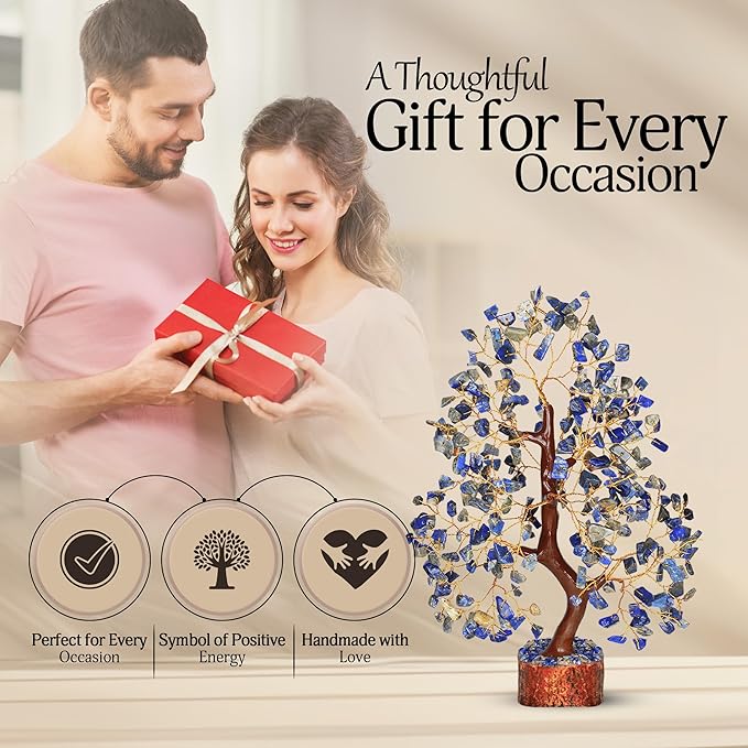 Lapis Lazuli - Chakra Tree, Lapis Lazuli Tree, Lapis Gem, Artificial Trees, Tree of Life, Stone Tree, Gem Stone Decor, Crystal Tree for Positive Energy, Holistic Gifts for Women