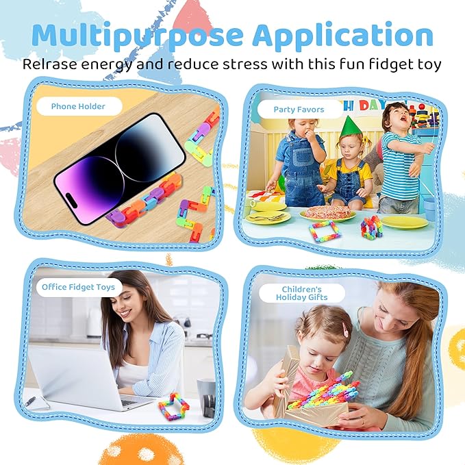 30PCS Rainbow Fidget Toy Wacky Tracks Snap and Click Sensory Toys,Finger Sensory Toys, -Party Favors,Goodie Bag,Classroom Prizes Reward,School Fidgets for Students Gifts Stocking Stuffers