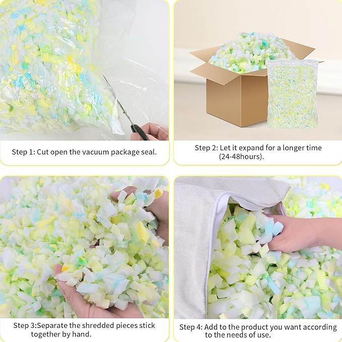 10lbs Shredded Memory Foam Filling for Bean Bag Chair, Premium Beanbag Stuffing High Density Memory Foam Refill