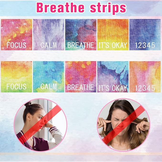 Crtiin 50 Pieces Anxiety Sensory Stickers for Anxiety Relief Items Mental Health Stickers Fidget Textured Strips for Office Classroom Desk Relieve Adult Stress(Delicate Style)