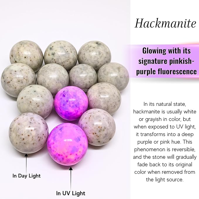 Amazing Gemstone Hackmanite Crystal Ball with Stand - 2 Inches Crystal Sphere Meditation Balls for Witchcraft and Decorative Balls