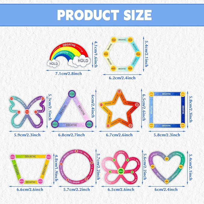 Crtiin 50 Pieces Anxiety Sensory Stickers for Anxiety Relief Items Mental Health Stickers Fidget Textured Strips for Office Classroom Desk Relieve Adult Stress(Cute Style)